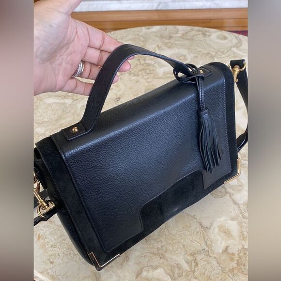 Vince Camuto Black Leather Satchel Shoulder Bag - Picture 6 of 15